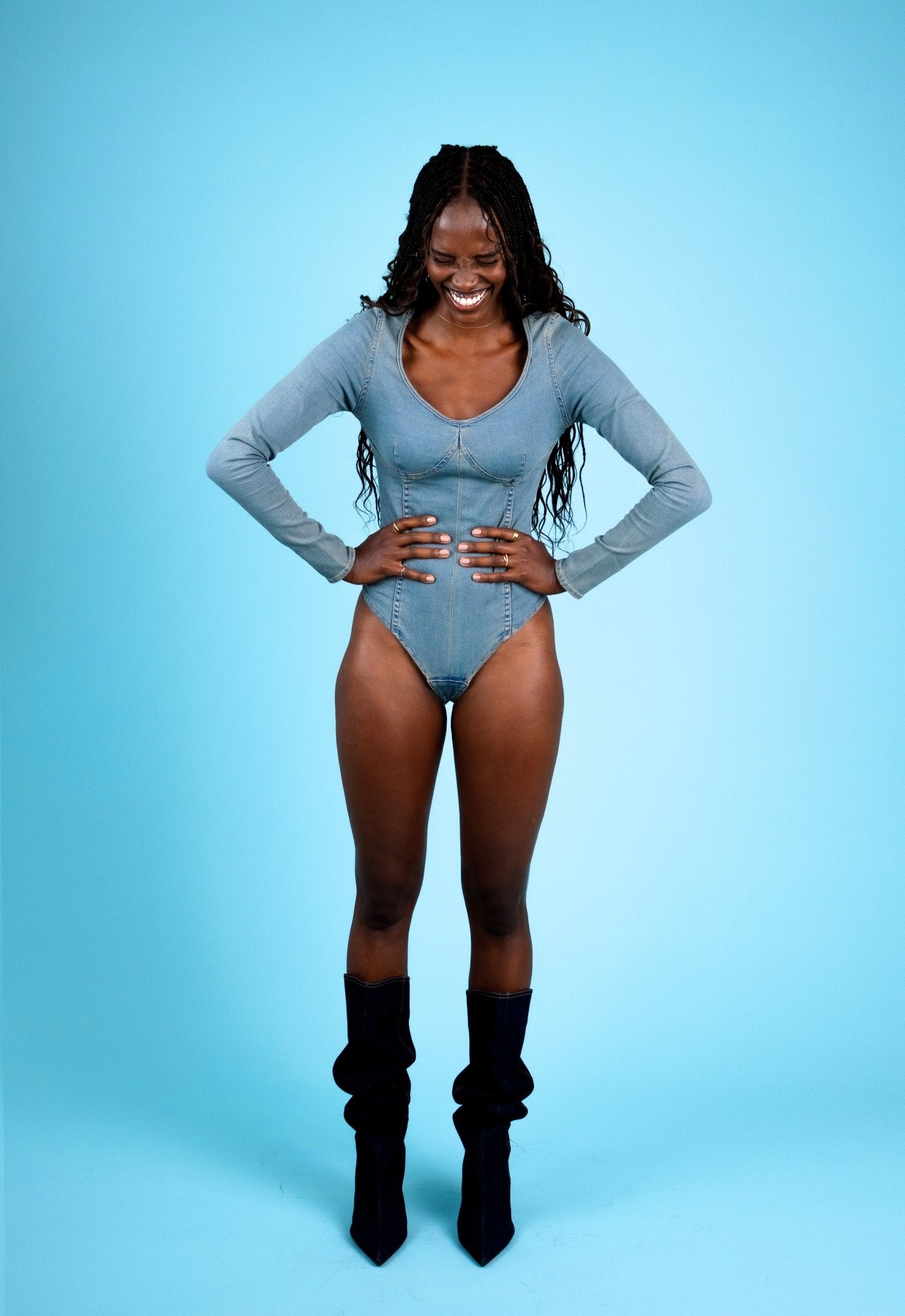 BADA$$ Denim Bodysuit - Oak & Acorn ~ Only for the Rebelles